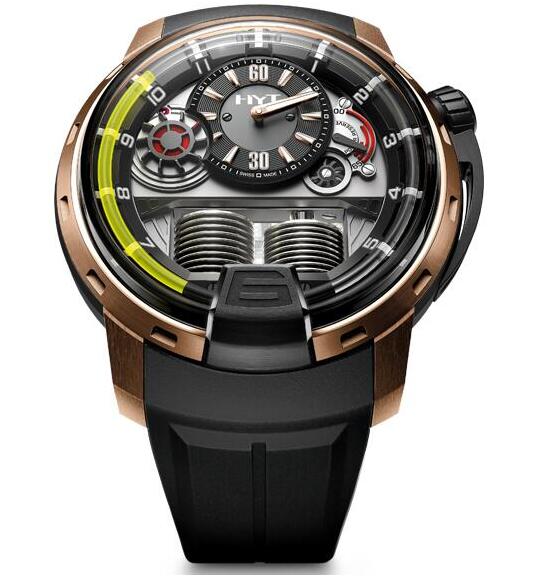 Replica HYT h1-black-dlc-pink-gold 148-DG-22-GF-RU watch